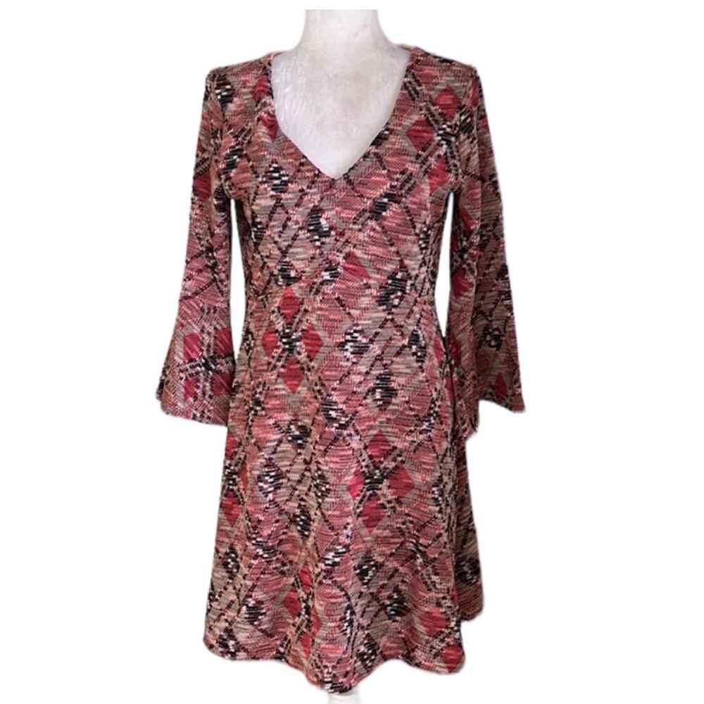 Anthropologie Maeve Erina knit bell sleeve v neck dress